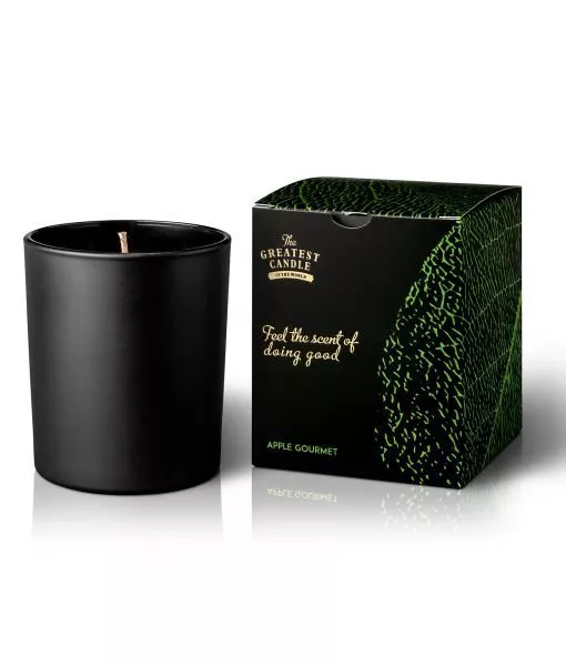 The Greatest Candle in the World Duftlys i sort glas (170 g) - æble
