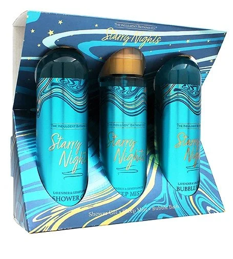 Starry Nights gavesæt brusegel 240 ml + badeskum 240 ml + søvnspray
