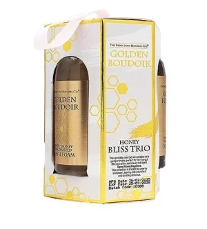 The Indulgent Bathing Co. Golden Boudoir gavesæt showergel 60 ml + badeskum 60 ml + bodylotion