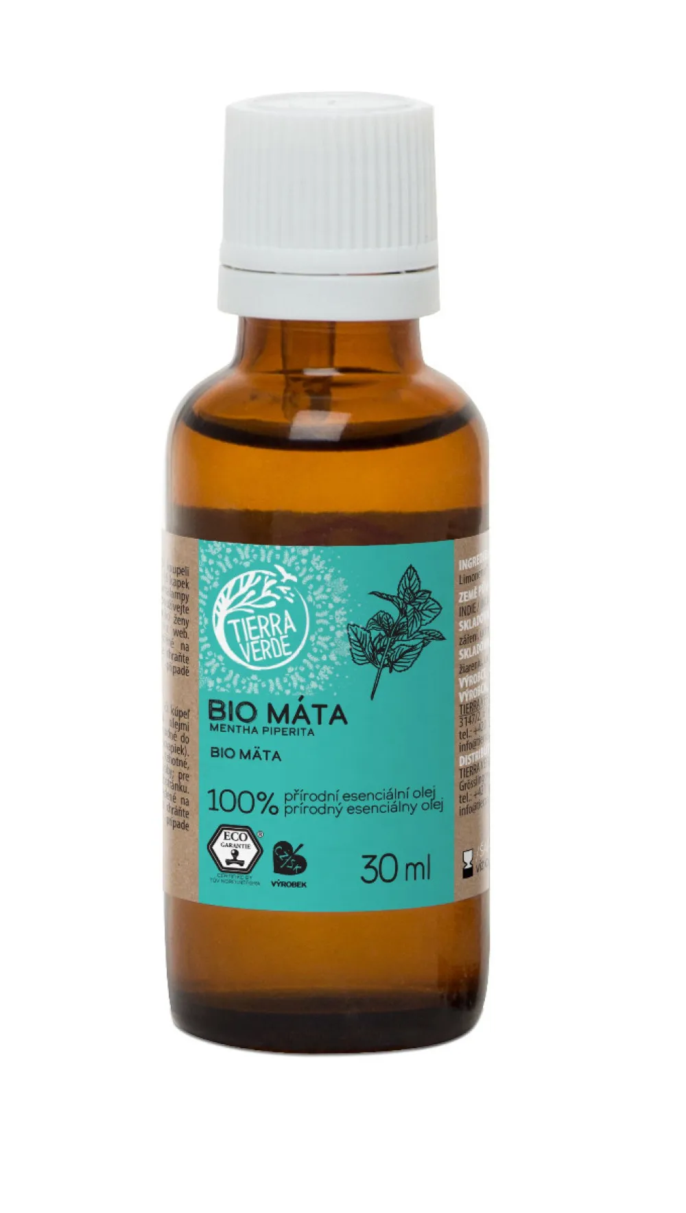 Tierra Verde Mint æterisk olie BIO (30 ml) - støtter luftvejene og koncentrationen