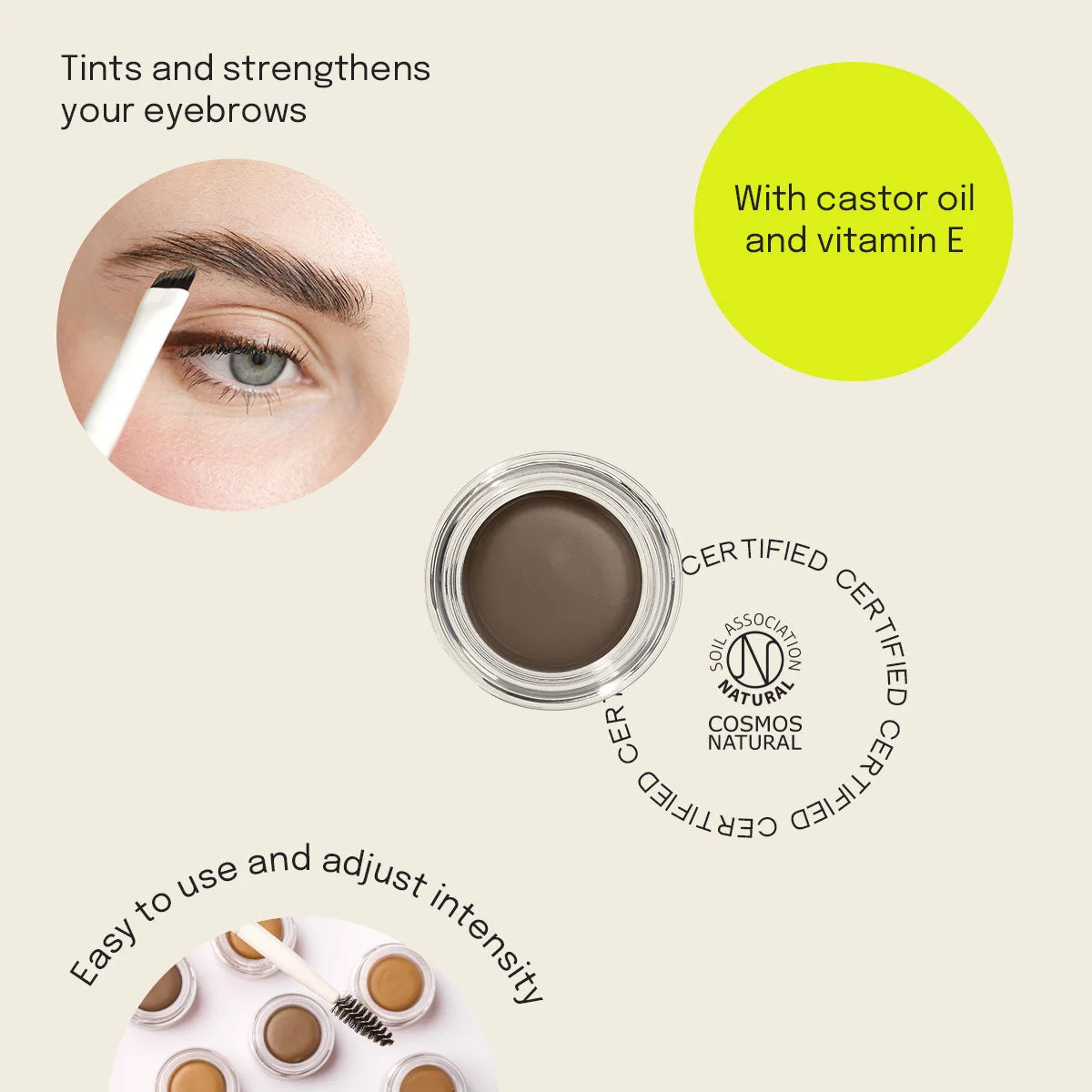 Uoga Uoga Cremet brynpomade (2,5 ml) 792 Forest Path - Dark Brown - 3 nuancer til optisk tættere bryn