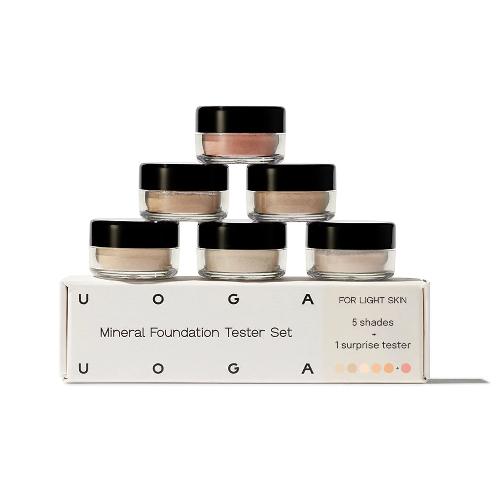 Uoga Uoga Mineral pudderfoundation (0,7 g - prøve) 632 Bubbles - til afprøvning af 12 nuancer