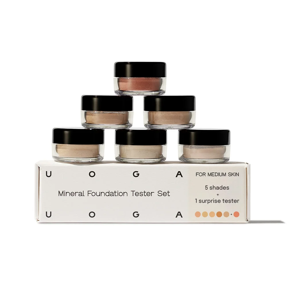 Uoga Uoga Prøvesæt Mineral makeup (6 x 0,7 g) Light - 5 foundations + 1 blush tilpasset hudtonen