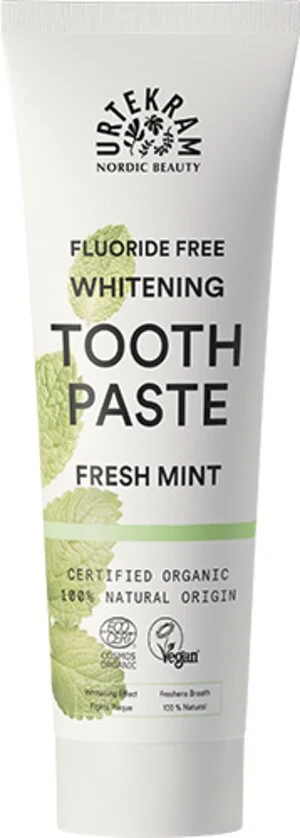 Urtekram Whitening-tandpasta med BIO-mynte (75 ml) - med frisk myntesmag