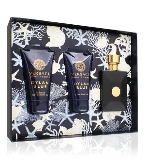 Versace Dylan Blue Pour Homme gavesæt 50 ml + showergel 50 ml + aftershave balm eau de toilette til mænd