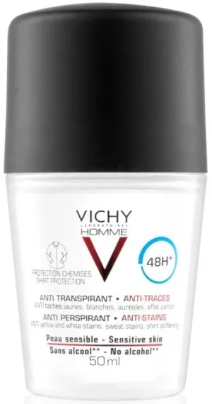 Vichy Homme 48-timers antiperspirant mod hvide og gule pletter til mænd