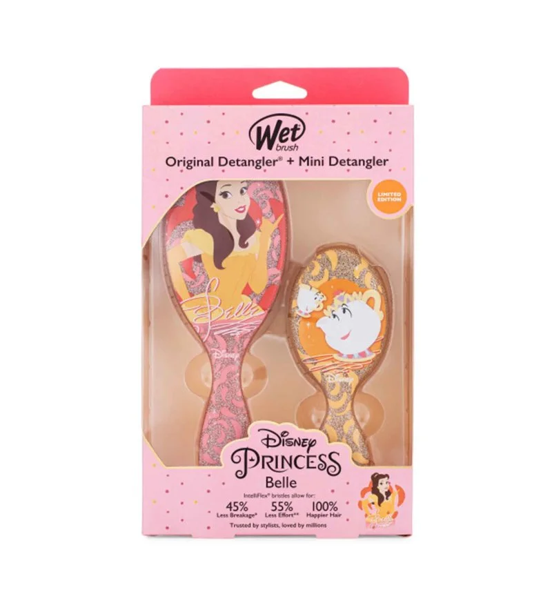 Disney Princess Belle Kit gavesæt med hårbørste Original Detangler + hårbørste Mini Detangler