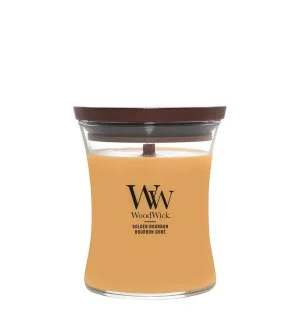 WoodWick Golden Bourbon duftlys med trævæge 275 g