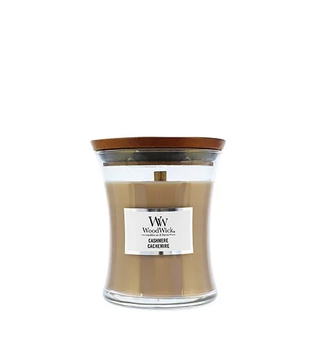 Lille glas/Cashmere duftlys med trævæge 85 g