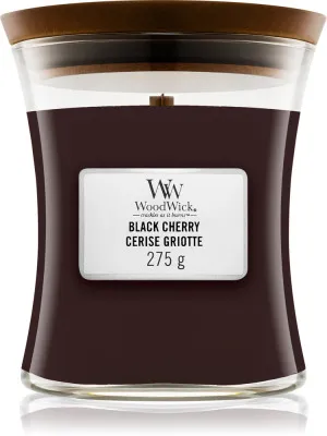 WoodWick Black Cherry duftlys med trævæge 275 g