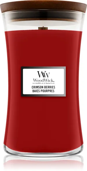 WoodWick Crimson Berries duftlys med trævæge 275 g
