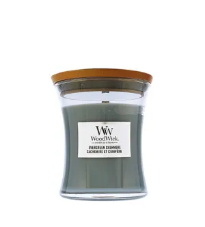 WoodWick Evergreen Cashmere duftlys med trævæge til mænd