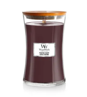 Woodwick Phantom Cherry duftlys med trævæge 609,5 g