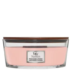 WoodWick Pressed Blooms & Patchouli duftlys med trævæge 453,6 g