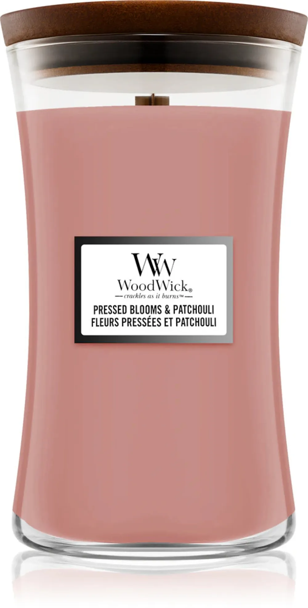 Pressed Blooms & Patchouli duftlys med trævæge 609,5 g