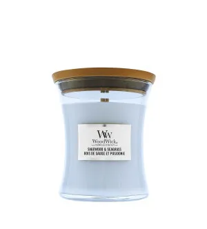 WoodWick Sagewood & Seagrass duftlys med trævæge 275 g