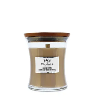 WoodWick Santal Myrrh duftlys med trævæge til mænd