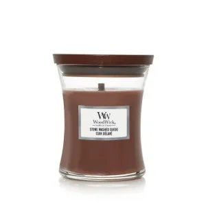 WoodWick Stone Washed Suede duftlys med trævæge til kvinder