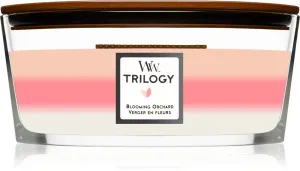 WoodWick Trilogy Blooming Orchard duftlys med trævæge 453,6 g