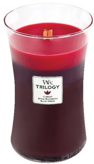 WoodWick Trilogy Sun Ripened Berries duftlys med trævæge 609,5 g