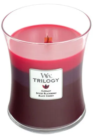 WoodWick Trilogy Sun Ripened Berries duftlys med trævæge til kvinder