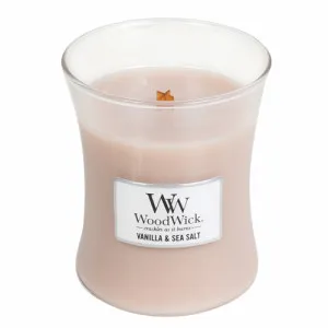 WoodWick Vanilla & Sea Salt duftlys med trævæge 275 g