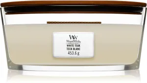 WoodWick White Teak duftlys med trævæge 453,6 g