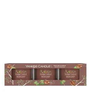 Yankee Candle Praline & Birch votivlys i glas 3 x 37 g