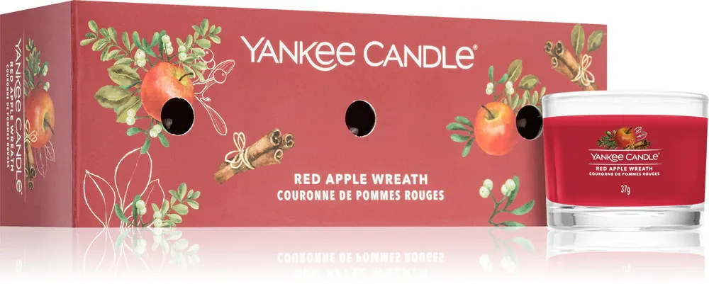 Red Apple Wreath votiv lys i glas 3 x 37 g 3x37 g