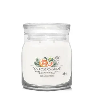 Yankee Candle White Spruce & Grapefruit signature stearinlys mellem 368 g