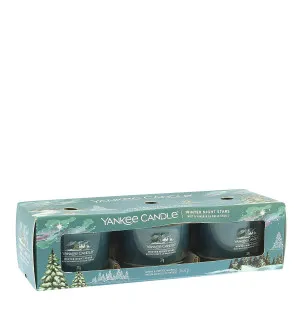 Yankee Candle Winter Night Stars votivlys i glas 3 x 37 g