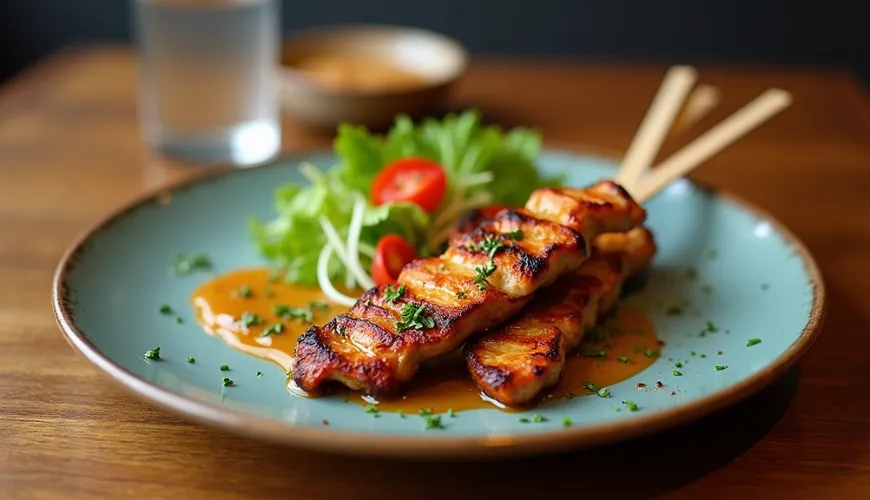 Kylling satay som en populær ret i tjekkiske restauranter