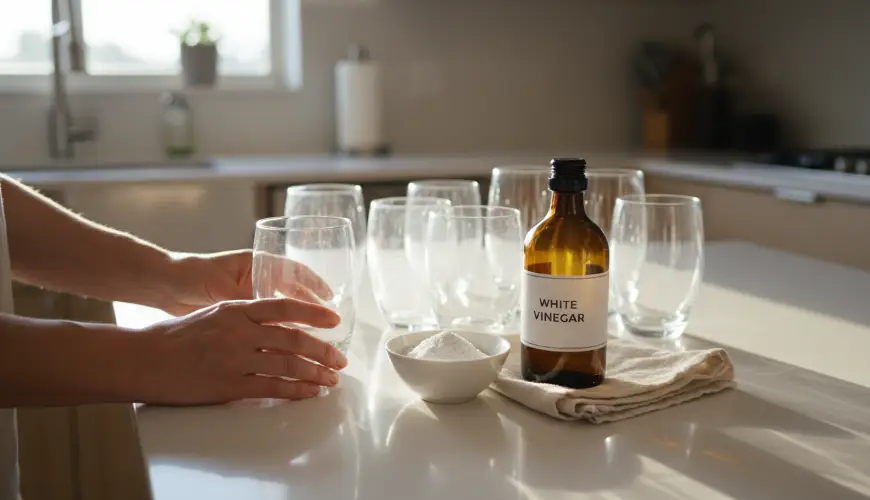 # Matté glas fra opvaskemaskinen med hvidt belæg og hvordan man redder dem