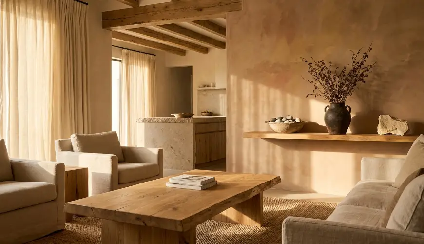 Naturalistisk home staging satser på sten og træ