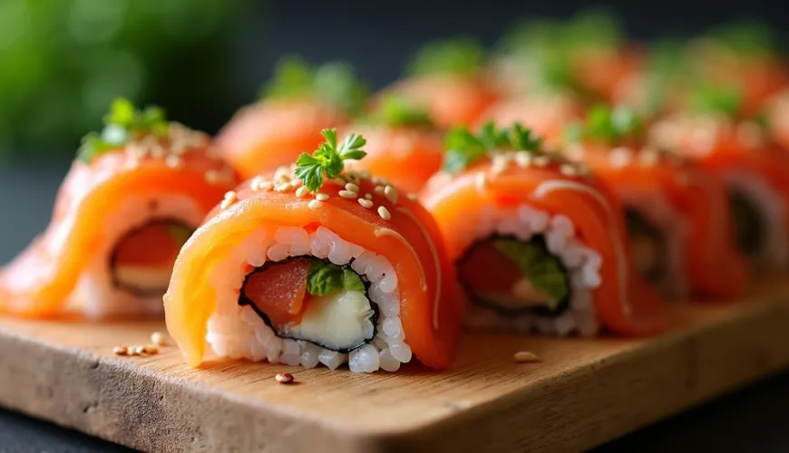 Uramaki som trendy sushi-ruller til en sjov middag med vennerne