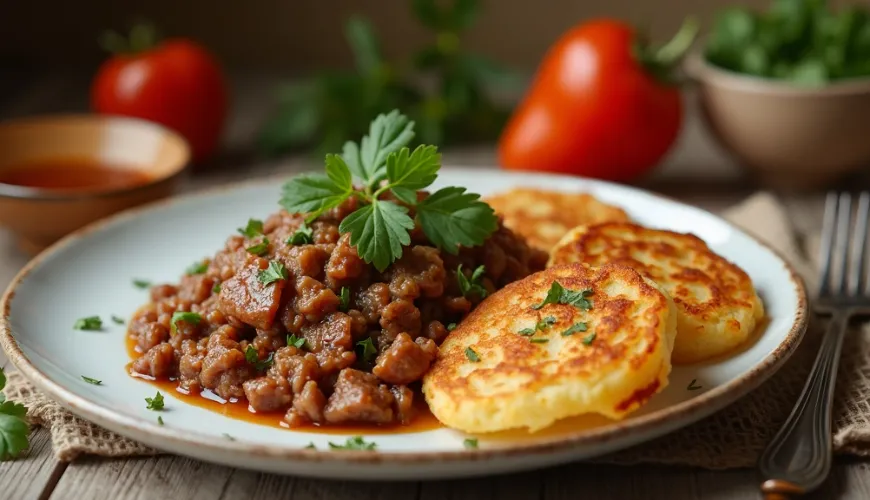 Svineblanding med kartoffelpandekager overrasker ikke kun med traditionelle smage