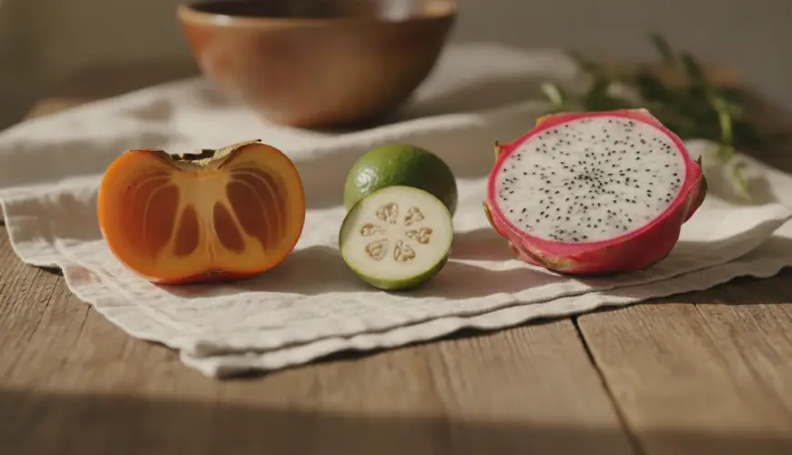Prøv eksotiske frugter kaki, feijoa og pitahaya