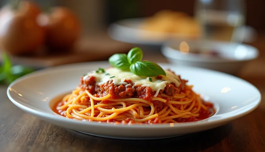 Bagte spaghetti med hakket kød, der vil mætte dig fuldstændigt og glæde dig