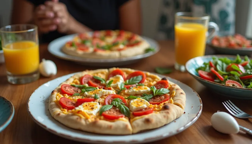 Sund og nærende mad - pizza lavet af hytteost uden mel