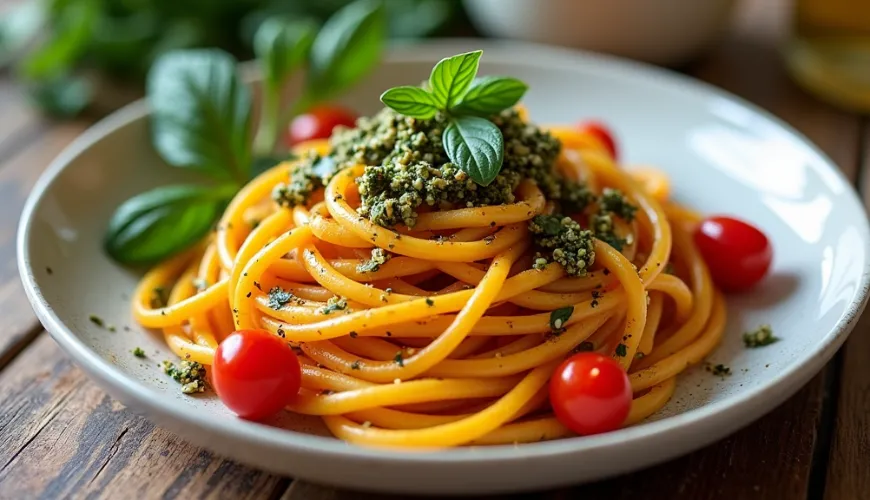 Sunde græskarspaghetti med pesto til en hurtig og nem ret